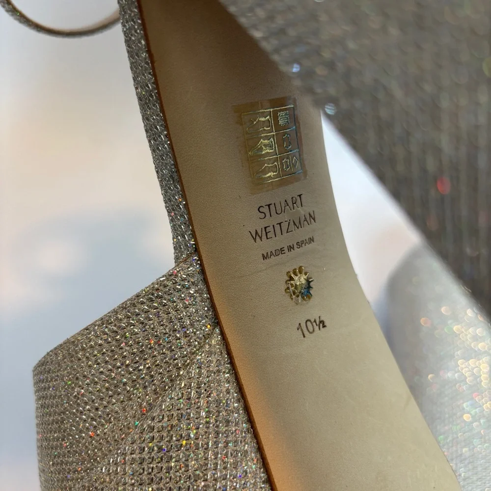 Stuart Weitzman Skyhigh 145 Metallic Platform Heels size 10.5‎